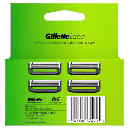 Gillette Labs Mens Razor Blade Refills Compatible with Gillette Labs Razors - 4 Cartridges With Exfoliating Bar