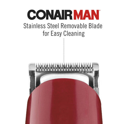 Recortador de barba ConairMAN para hombres incluye recortador de vello de nariz y orejas y peine de 5 posiciones, kit de aseo para hombres de 4 piezas, con cable