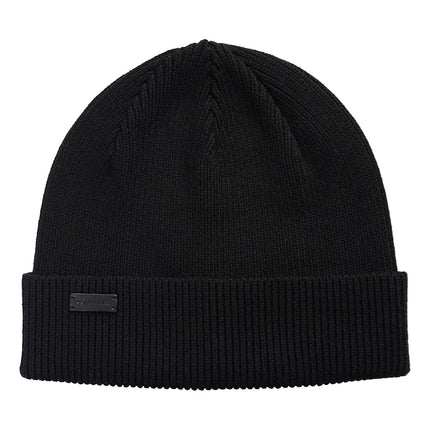 Cole Haan Heritage Rib Cuff Wool Beanie Hat, One Size, Caviar, One Size