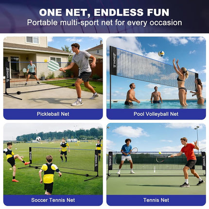 BAGAIL Badminton Net, Foldable Nylon Net, Height Adjustable Stand and Portable Carry Bag, Easy to Assemble or Disassemble, Ideal Recreational Sports Net for Tennis and Kids Badminton, 3m, Blue