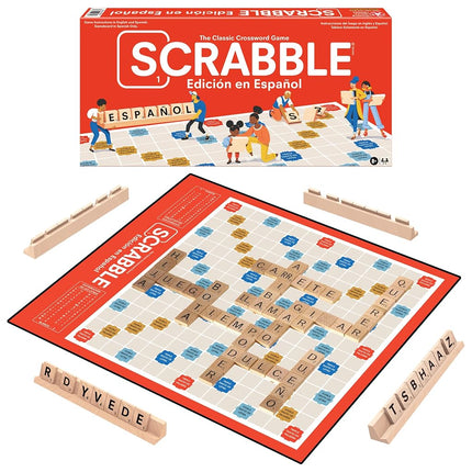 Winning Moves Scrabble Edición en español/juegos de Scrabble en español para EE. UU., el juego de palabras más famoso del mundo diseñado para el idioma español, para 2 a 4 jugadores, a partir de 8 años