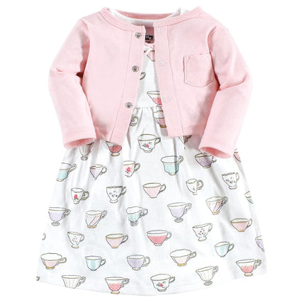 Ensemble robe et gilet en coton Hudson Baby pour bébés filles, Tea Party, 5T