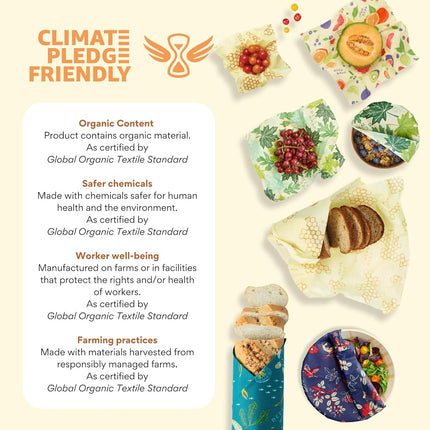 Bee's Wrap - XXL Roll 14" x 52"- Made in The USA with Certified Organic Cotton - Plastic and Silicone Free - Reusable Eco-Friendly Beeswax Food Wrap - Honeycomb Print