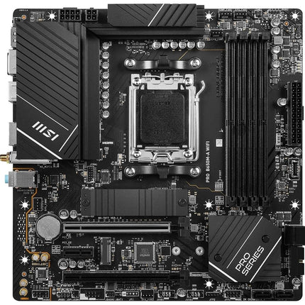 MSI PRO B650M-A WiFi ProSeries Motherboard (AMD Ryzen 9000/8000/7000 Series Processors, AM5, DDR5, PCIe 4.0, M.2, SATA 6Gb/s, USB 3.2 Gen 2, HDMI/DP, Wi-Fi 6E, Bluetooth 5.3, 2.5Gbps LAN, mATX)