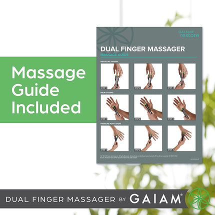 Gaiam Masajeador de dedos Rodillo de masaje de mano de doble cara para la circulación, el estrés, la artritis y el alivio del dolor de manos