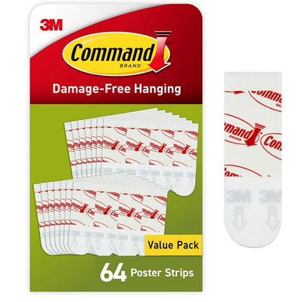 Command Small White Poster Strips, Indoor Use, 64 strips (PH024-64NA)