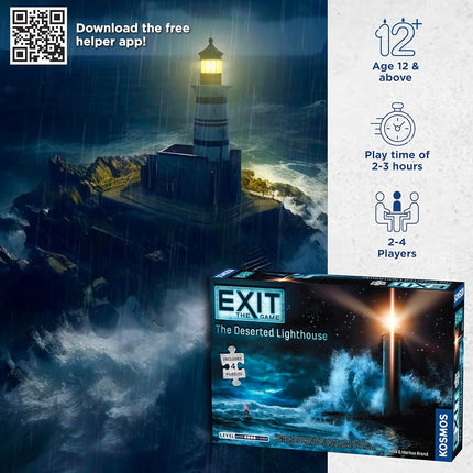 Thames & Kosmos EXIT:The Deserted Lighthouse(Includes Jigsaw Puzzle)–Card Games Adults and Kids-1–4 Players–2-3 Hours of Gameplay–Games for Family Game Night–Card Games for Ages 12+ -English , Blue
