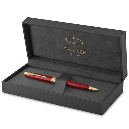 PARKER Sonnet Ballpoint Pen, Red Lacquer with Gold