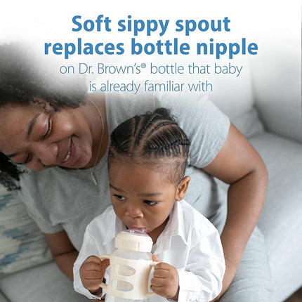 Dr. Brown’s Milestones Narrow Transitional Sippy Bottle with Silicone Handles 8oz 250mL 6m+ Light Pink and Ecru 2-Pack
