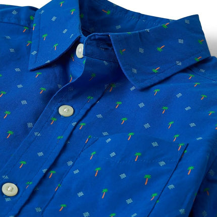 Chemise à manches courtes boutonnée pour garçons et tout-petits The Children's Place, motif géométrique bleu, très petit
