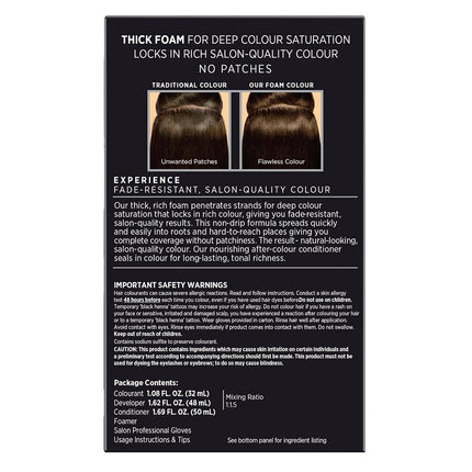 John Frieda Precision Foam Color, Dark Natural Brown 4N, Full-coverage Hair Color Kit, with Thick Foam for Deep Color Saturation