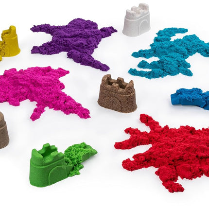Kinetic Sand, Castle Containers 10-Colour Pack Non-Toxic Educational and Creative Sensory Play Sand Toys for Boys and Girls Aged 3+
