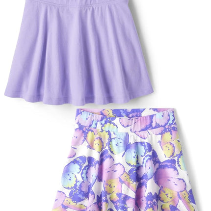 Lot de 2 jupes-shorts à enfiler The Children's Place pour filles, coloris Petal Purple/Simply White, taille S