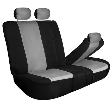 FH Group Back Seat Cloth Car Seat Cover - Universal Fit Rear Seat Covers for Cars with Rear Split Bench, Car Interior Accessories for SUV, Sedan, Van, Gray