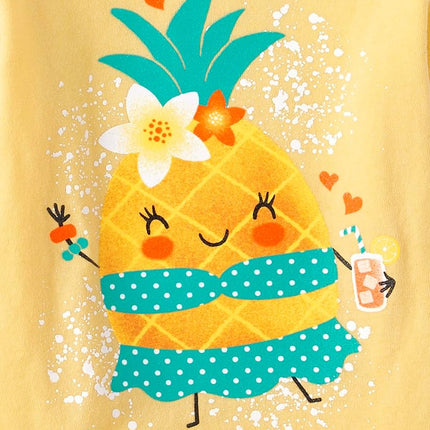 The Children's Place camisetas gráficas surtidas de manga corta para bebé y niña pequeña, paquetes múltiples, piña/bailarina de hula/flamenco, 4T