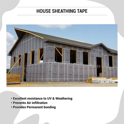 Tuck Tape Construction Sheathing Tape, Epoxy Resin Tape, 2.4 in x 180 ft (White)