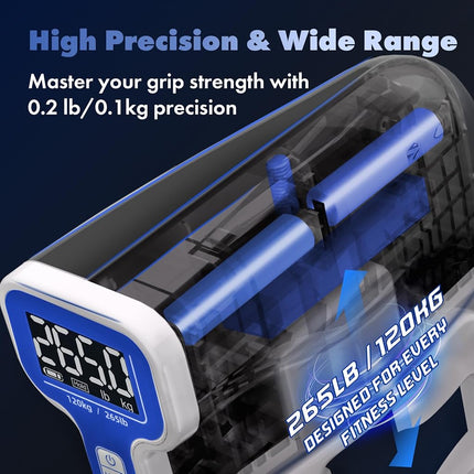 Handexer Grip Strength Tester 265lb/120kg, Digital Hand Dynamometer FDA Registered with Backlit LCD for Grip Strength Testing and Training