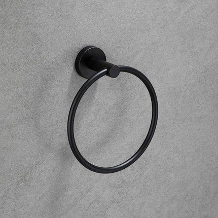 USHOWER Matte Black Towel Ring, Hand Towel Holder for Bathroom, Durable 304 Stainless Steel, Modern Style