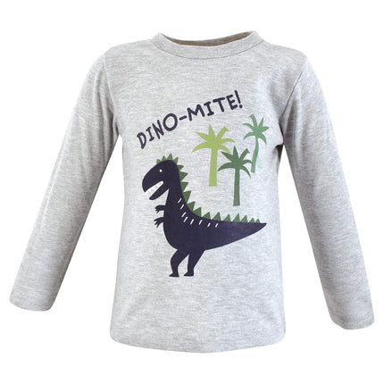 T-shirts à manches longues pour bébés Hudson Baby, motif dinosaure de chantier, 18-24 mois