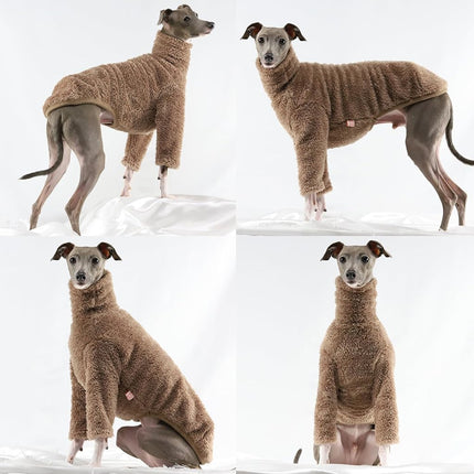 D Doggy Star Italian Greyhound Clothes Warm Fleece Sweater T Shirts Whippet for Dogs (L,Fleece Beige)