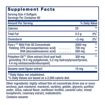 Life Extension Super Omega-3 EPA/DHA w/ Sesame Lignans and Olive Extract, 240 softgels