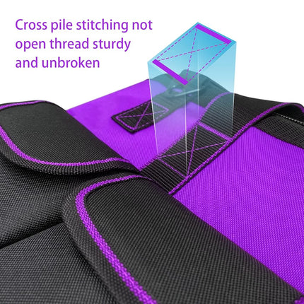 Yongzhenlite Garden Tools Bag 16inch Wide Mouth Women Man's Tool Bag with Molded Base and Plastic-Padded, Inside Pockets for Tool Storage,600D polyester fabric (Purple color)
