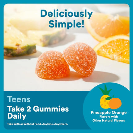 SmartyPants Teen Guy Multivitamin Gummies - Improved Formula: Omega 3 (DHA/EPA), Vitamin D3, C, Vitamin B12, B6, A, K & Zinc, Folate, Gluten Free, Fruit Flavor, 60 Count (30 Day Supply)