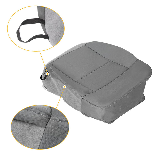 ECOTRIC Front Left Driver Side Bottom Cloth Seat Cover Gray Compatible with 2004-2008 Ford F-150 F150 STX XL