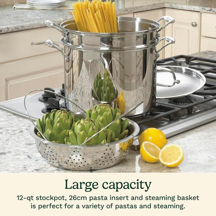 Cuisinart 77-412 Chef's Classic Stainless 4-Piece 12-Quart Pasta/Steamer Set,Stainless Steel