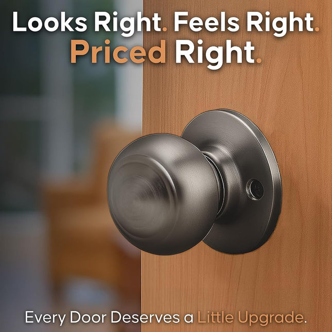 Copper Creek Antique Nickel Door Knobs - Round Colonial Knob, 1 Pack, Interior Passage Handle Perfect for Home Improvement - Fits All Standard Doors - Hallway, Closet, Bedroom, Bathroom