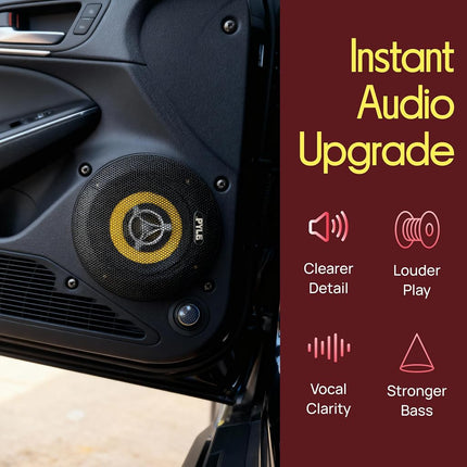 Pyle Car Two Way Speaker System-Pro 4 Inch 140 Watt 4 Ohm Mid Tweeter Component Audio Sound Coaxial Speakers For Car Stereo W/20 Oz Magnet,1.85” Mount Depth Fits Standard OEM