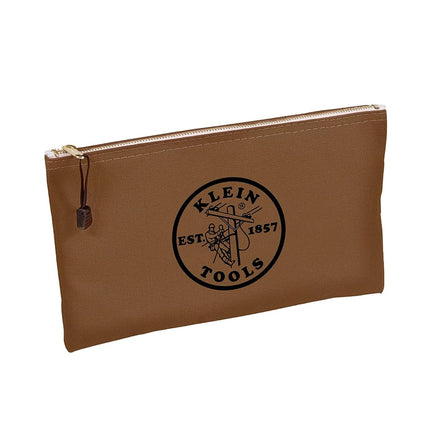 Klein Tools 5141 Zipper Tool Bag, Canvas Zipper Bag, Tool Pouch, Tool Bag, Utility Bag, Bank Deposit Bag, 12.5 x 7-Inch, Brown/Black/Gray/Red 4-Pack
