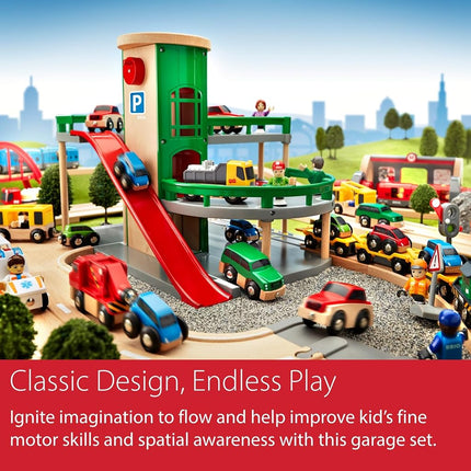 BRIO 33204 Parking Garage for Kids Age 3 Years Up - Compatible with all BRIO Railway Train Sets & Accessories, Multicoloured