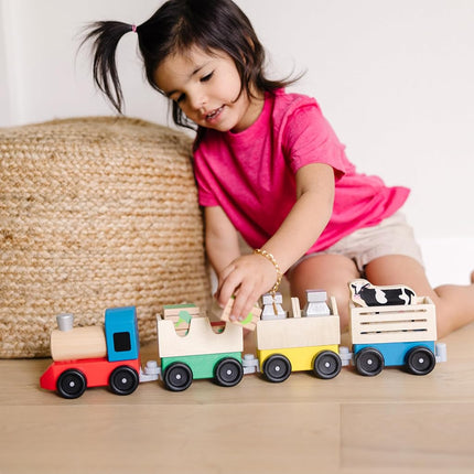 MELARQT Melissa & Doug Wooden Farm Train Toy Set (E-Commerce Packaging)