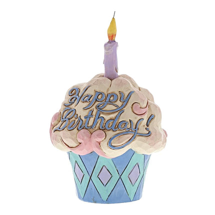 Enesco (4052066) Jim Shore Heartwood Creek Mini Birthday Cupcake Stone Resin Figurine, 3.75", Multicolor