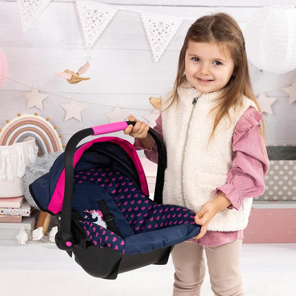 Bayer Design 67954AA Doll car seat, with sun canopy, adjustable handle, harness, for dolls up to 46 cm, attachable to Neo Vario, Xeo dolls prams, for children 3+ age