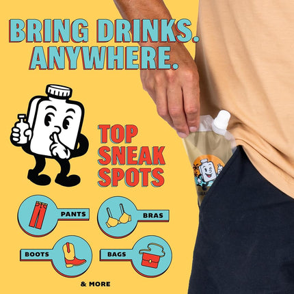 GoPong Sneaky Pete's Liquor Pouches - 12 Pack Hidden Plastic Flasks - 8 oz Alcohol Pouch Containers