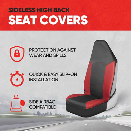 Motor Trend Red Mesh Car Seat Covers for Front Seats – Premium High Back Automotive Seat Covers, Made for Vehicles with Integrated Fixed Headrests, Interior Covers for Truck Van and SUV