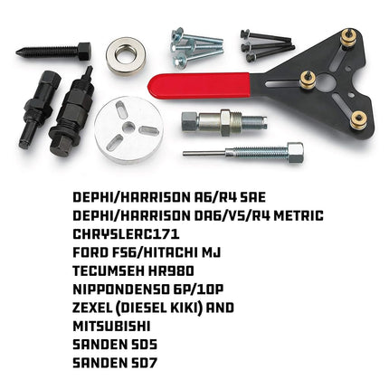 Powerbuilt Air Conditioning Clutch Remove and Install Tool kit, AC Compressor Clutches Remover and Installer, Holding Tools, Storage Case - 948995,Silver