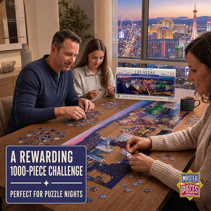 MasterPieces - Las Vegas Skyline Panoramic Jigsaw Puzzle, 1000 Pieces, Cityscape Puzzle for Adults, Fun Family Activity, Ages 14+, 13"x39"