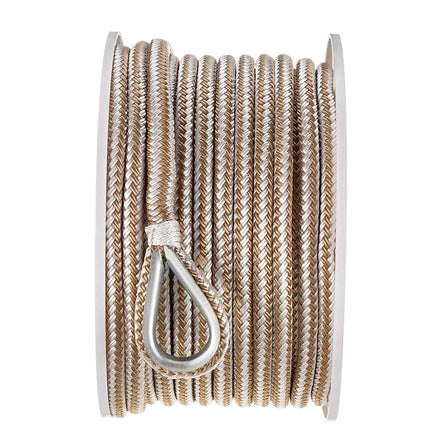 Seachoice Boat Anchor Rope, Double-Braid, Nylon, Achor Line, 3/8 in. X 100 Ft, Gold/White