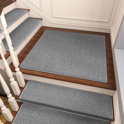 Brakki Bullnose Carpet Stair Treads, Non Slip Landing Mat for Wooden Steps