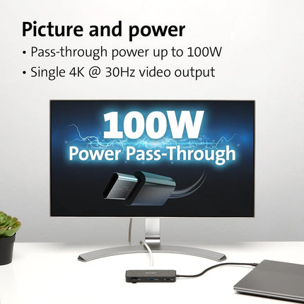 Kensington SD1650p USB-C Single 4K Portable Docking Station, Mobile Dock with HDMI, Compatible with Apple/Chrome OS/Windows 7 Devices (K34020WW)
