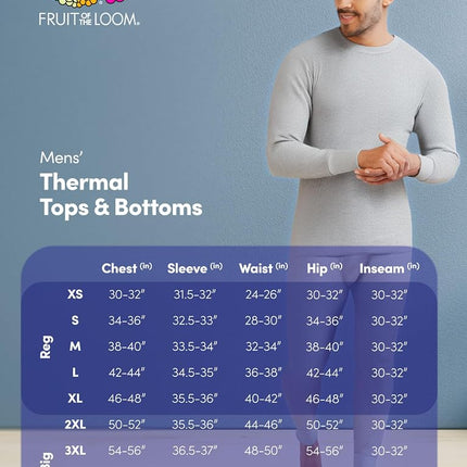 Fruit of the Loom Men's Recycled Premium Waffle Thermal Underwear Long Johns Bottom (1, 2, 3, and 4 Packs), Black/Black/Natural, 3X-Large