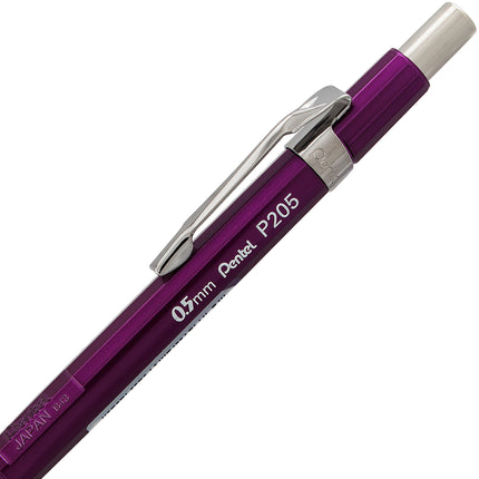 Pentel Sharp Mechanical Pencil (0.5mm) Metallic Barrels, Assorted Barrel Colors (MC/MV), 2-Pk (P205MBP2M1)