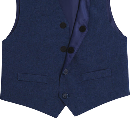 Van Heusen Boys' Adaptive 4-Piece Formal Suit Set, Vest, Pants, Collared Dress Shirt, and Bow Tie with Velcro Closure, Blue Jean, 3T