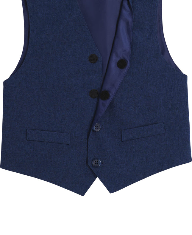 Van Heusen Boys' Adaptive 4-Piece Formal Suit Set, Vest, Pants, Collared Dress Shirt, and Bow Tie with Velcro Closure, Blue Jean, 3T