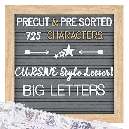 Grey Changeable Felt Letter Board, 10x10 Inch, 725