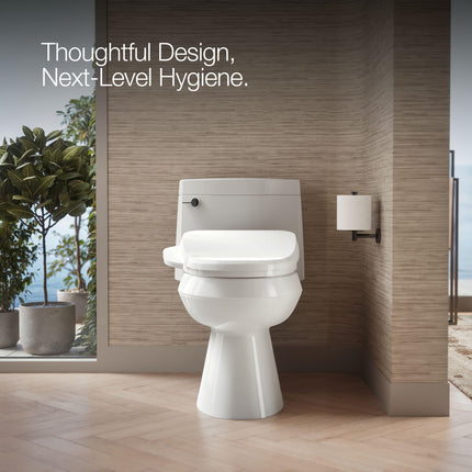 KOHLER K-8298-0 C3 155 Asiento de inodoro alargado con bidé de agua tibia, blanco con tapa y asiento de cierre silencioso, desodorización automática, varilla autolimpiante, presión de agua ajustable, luz nocturna, asiento con calefacción