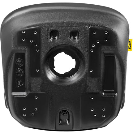 VEVOR Universal Lawn Tractor Seat Replacement - Compact High Back Mower, Black Vinyl Forklift, Central Drain Hole Skid Steer With Mounting Bolt Patterns of 8" x 11.5" & 11.25" x 11.5"
